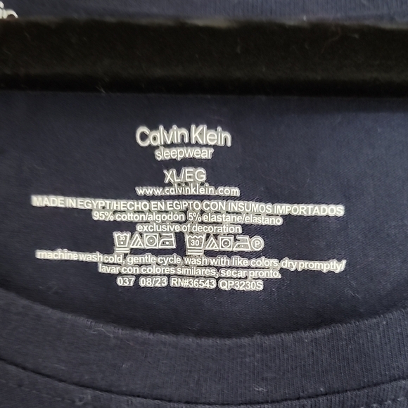 Calvin Klein Blue and White Pajama Set with Long Sleeves and Soft Fabric - Picture 2 of 7